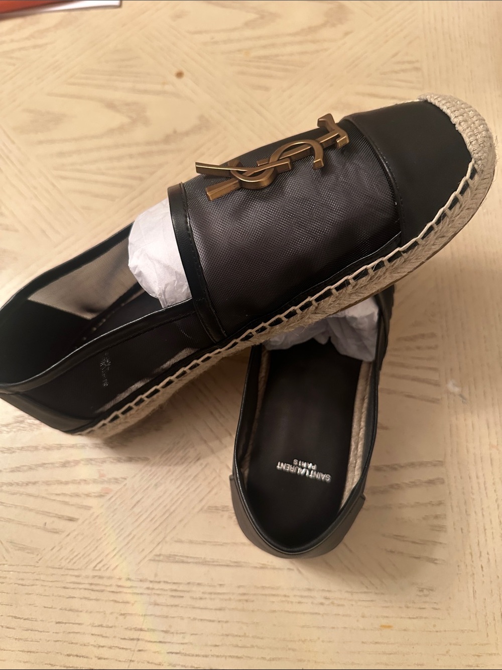 Elegant stylish Black Espadrilles with Gold YSL Logo - Picture 3 of 8